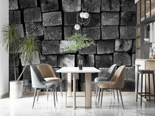 3D Black Square Stump Self-adhesive Removable Wallpaper Murals Wall Sticker 1