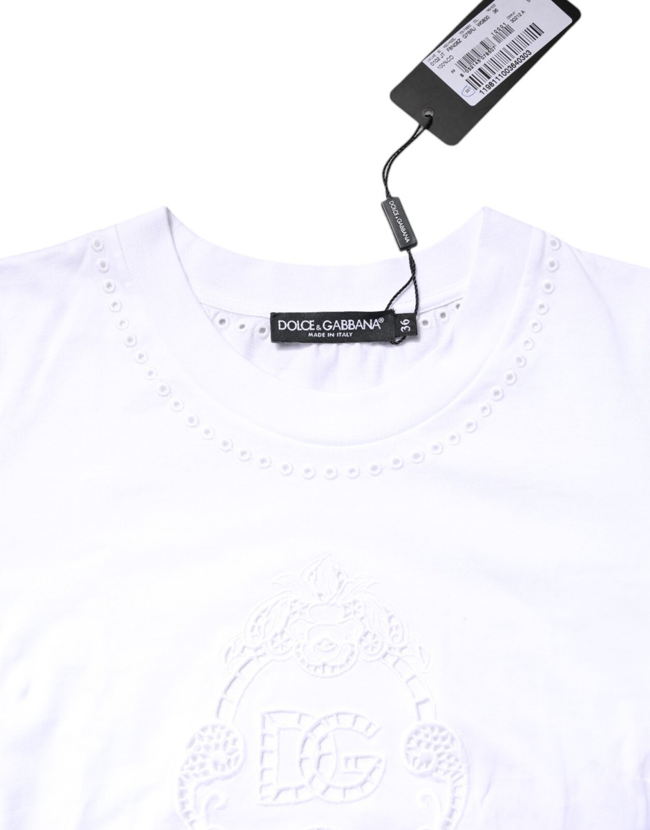 【Dolce&Gabbana】フローラル ロゴ プリントTシャツ ホワイト DOLCE & GABBANA T-shirt White Cotton Floral Logo Crew Neck