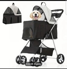 Pet Gear Portable Dog Stroller with Removable Carrier, Black
