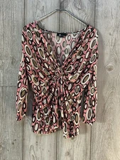 AB Studio Women Large Pink Brown Retro Vintage Shirt Y2K Festival  Made In USA