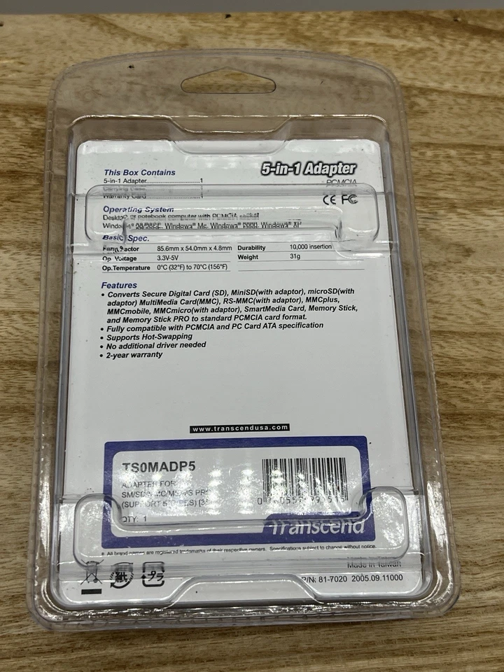 NEW Transcend 5 in 1 Adapter TS0MADP5 Compact Flash Adapter For SM SD MMC MS PRO - Image 3 of 4