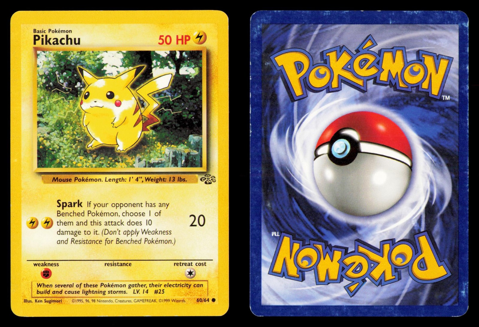 PIKACHU 1999 60/64 C JUNGLE POKEMON UNLIMITED HP