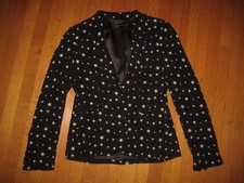 Zara Black Star Print Blazer Jacket Size Small Career Business