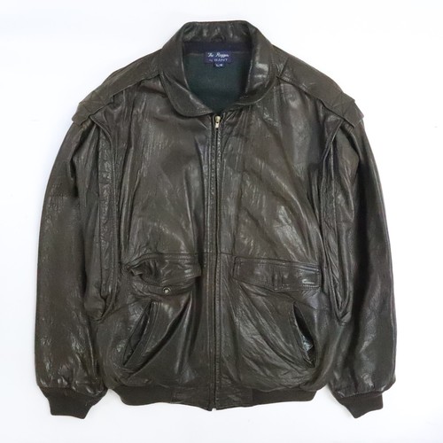 Vintage Gant The Rugger Leather Bomber Jacket Size Large Plaid Lined - Image 1