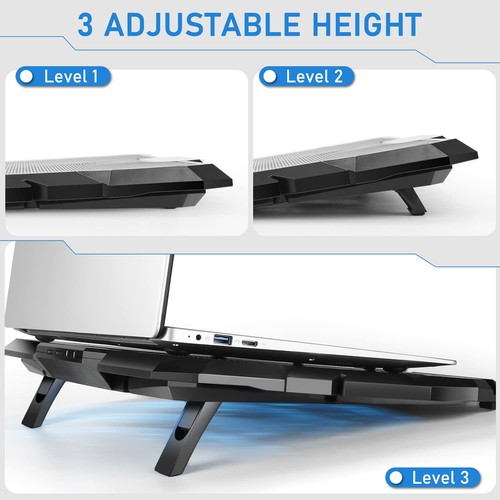 Laptop Cooling Pad Cooler with 6 Quiet Led Fans for 15.6-17 Inch Stand Portable - 第 6/7 張圖片