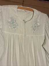 Miss Elaine S Embroidered Pale mint green Ribbed fleece Robe/Housecoat Full Zip