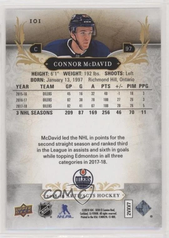 2018-19 Upper Deck Artifacts Stars Ruby /349 Connor McDavid #101 - Image 2 of 2