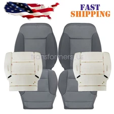 Driver / Passenger Cloth Seat Cover Gray / Foam For 2014-2019 Chevy Silverado