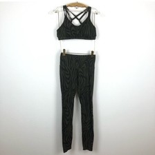 Strut This 2-Piece Leggings  Sports Bra Matching Set OS Olive Zebra Print