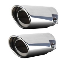 2pcs Stainless Steel Exhaust Tip Tail Pipe Silver Auto Muffler Tip Stright Pipe