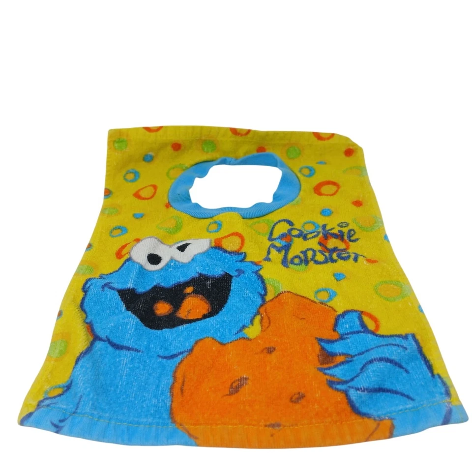 Vintage 1990s Sesame Street Cookie Monster Terry Cloth Bib Kids Pullover #D19 - Image 3 of 4