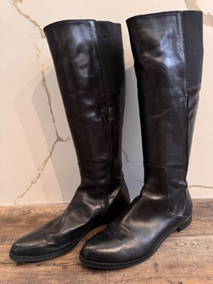AGL Attilio Giusti Leombruni Black Leather Tall Zip Boots Italy 42 US 11 LUXE
