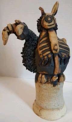 Todd Warner Signed 1977 Camel With Saddle Clay Sculpture Bell 10'' Tall