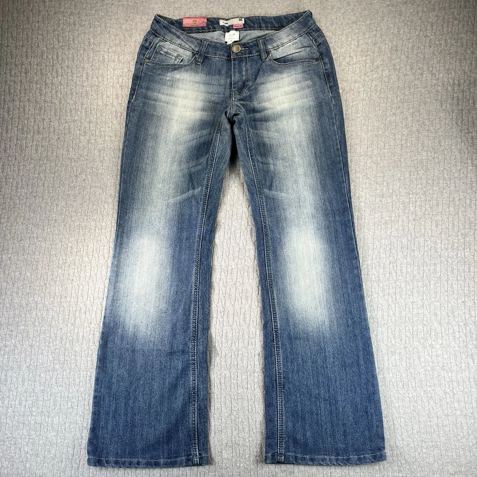 NUEVO Pantalones de mezclilla Route 66 corte bota acampanados tiro bajo para mujer (4) azul bigote curvilíneo Foto 2 de 4