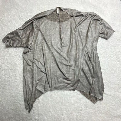 MY BELOVED Gray Knit Relaxed Dolman Short Sleeve Round Neck Pullover Top