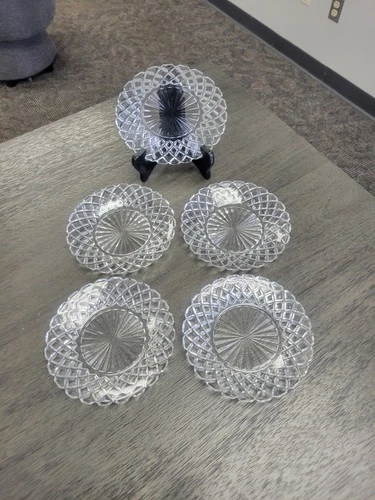 Set of 5 Vintage Anchor Hocking Waterford Waffle 6 Inch Dessert Plates 1938-1944