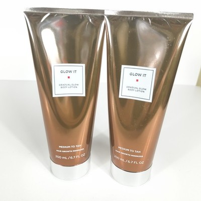 Glow It Gradual Glow Body Lotion Medium to Tan Hair Growth Minimizer 200ml Lot 