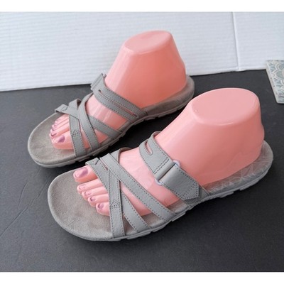 Merrell Terran 3 Leather Cush Slide Moon Gray Comfort Slip On Sandals Sz 8
