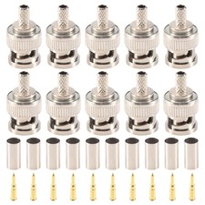 10 Sets 3-Piece BNC Male RG58 Plug Crimp Connectors B4C72467