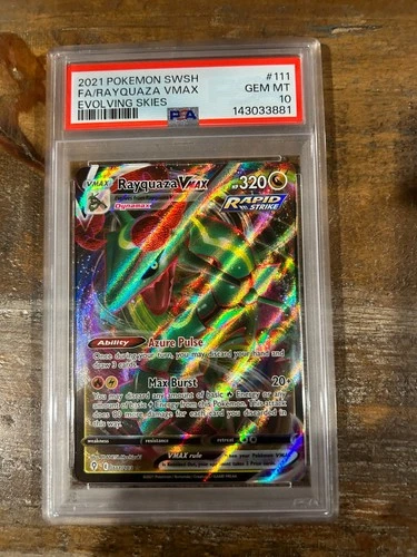 POKEMON 2021 SWSH Evolving Skies Full Art RAYQUAZA Vmax #111 PSA 10 Gem Mint
