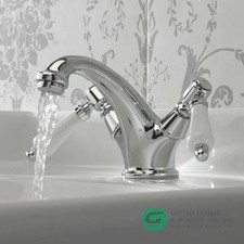 Tre Mercati Victoria Bianco Mono Basin Mixer With Click Clack Waste Tradtional