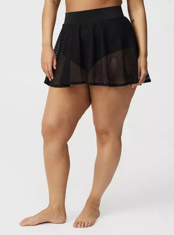 Torrid Black Mesh Open Weave Swim Skirt Women's Plus Size 3X Nwt