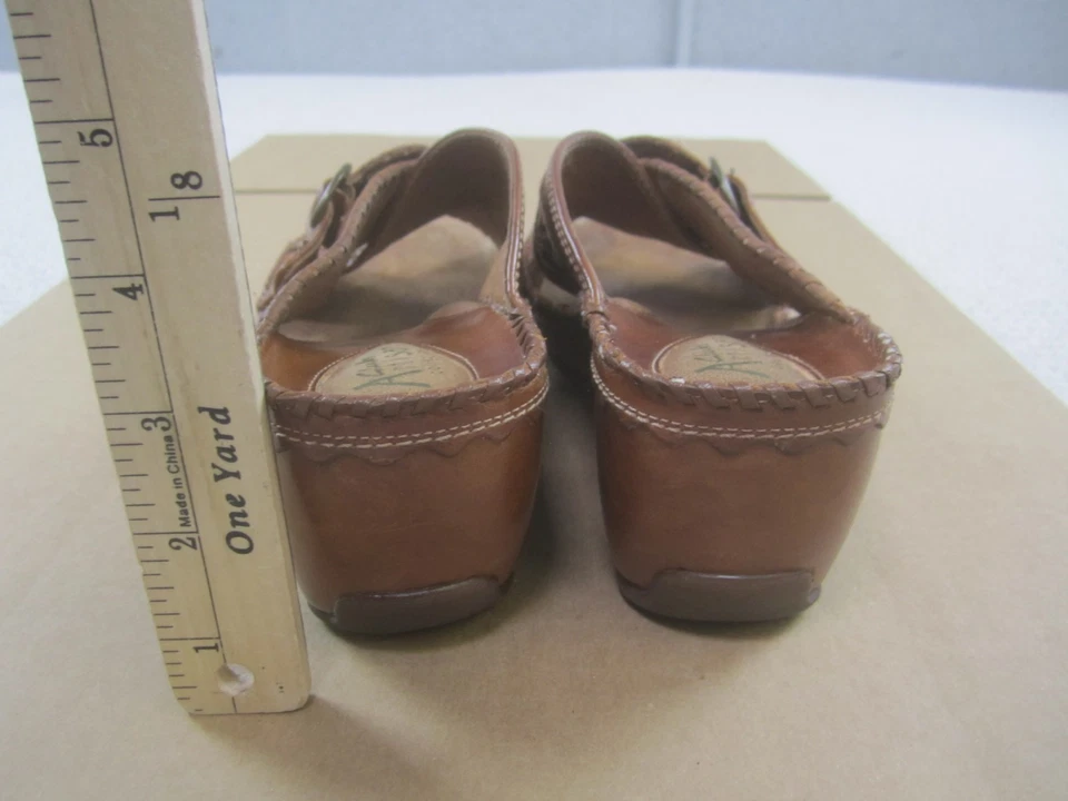 Женские сандалии Clarks Artisan Collection 7 М коричневые кожаные 3 дюйма на высоком каблуке шлепанцы - Изображение 3 из 4