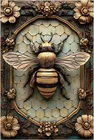 Vintage Tin Bee Sign Wall Decor, 2D Flat with 3D Visual Effect, Bee Decorations