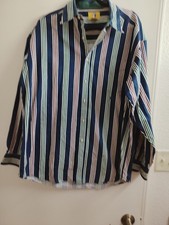Duck Head vtg XL Blue/multi colored striped L/S button up shirt Dad Core