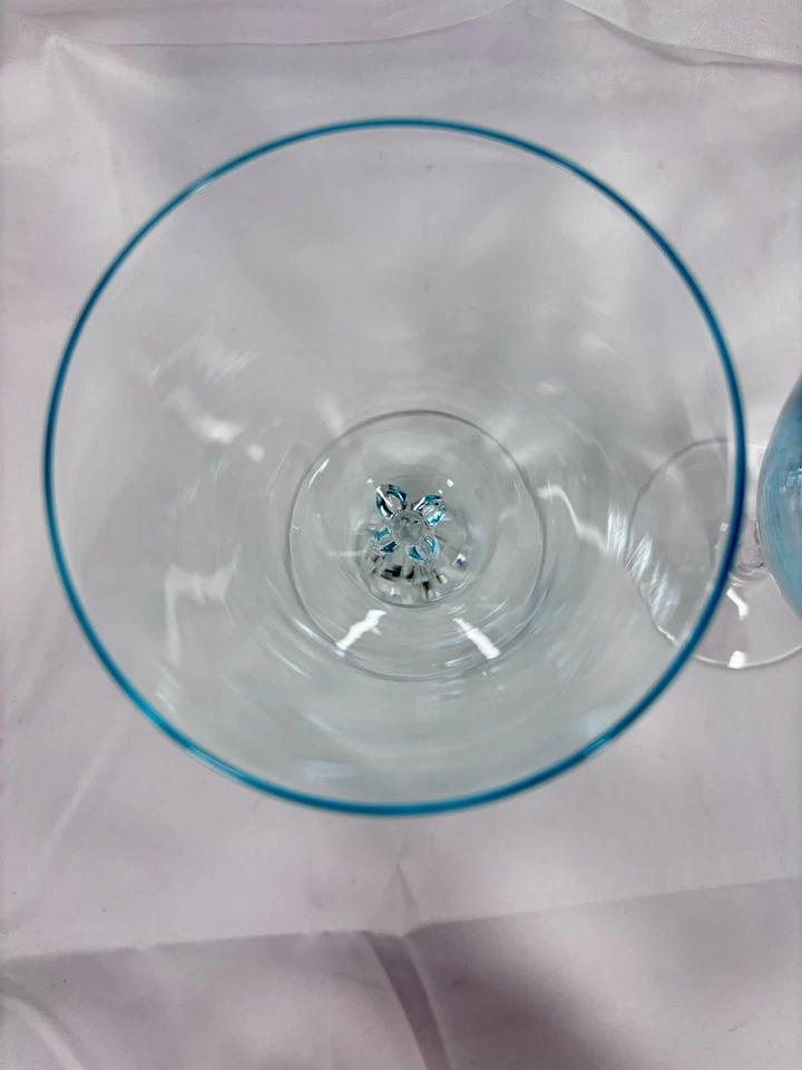 Juego de 2 copas de agua azul turquesa Fostoria Rhapsody vintage de vidrio de 6" Foto 4 de 4