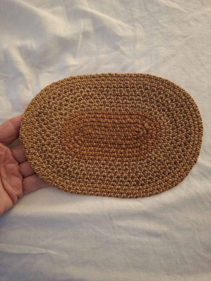 批量 5 件 复古 娃娃屋 微型圆形编织地毯 精细编织 彩色 — 第 4/4 张图片