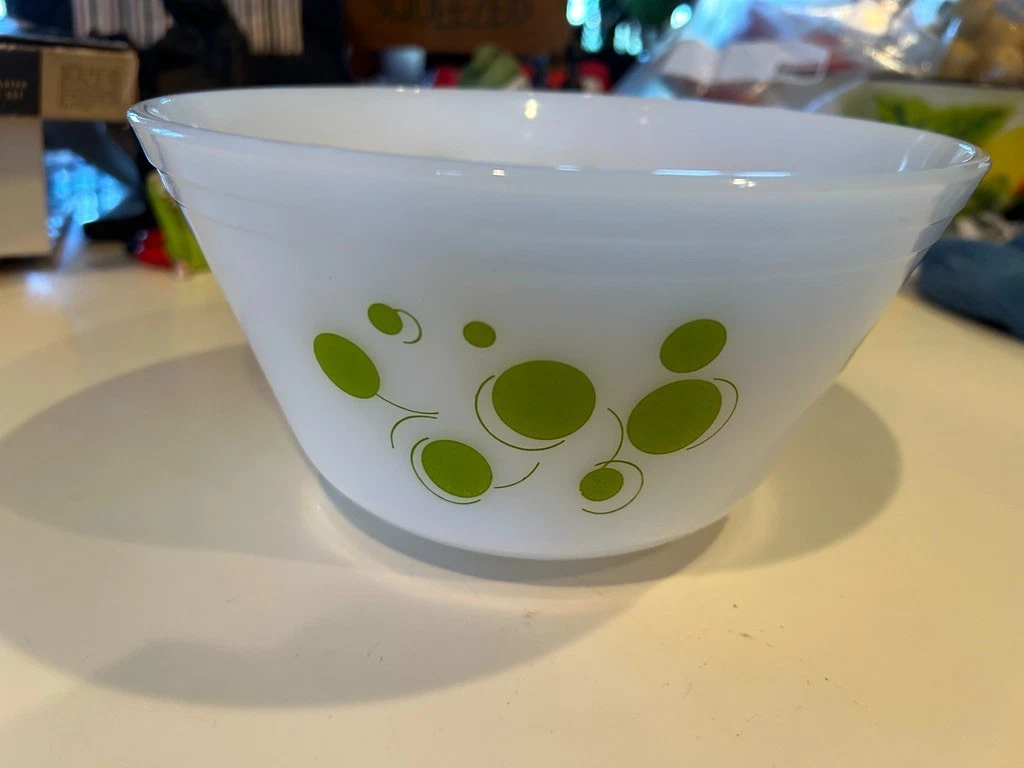Federal Milk Glass Mixing bowl, 8" Atomic Dots Mixing Bowls,MCM Vintage