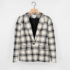 Evereve Blazer Jacket Plaid Tweed Academia Preppy Office Layering Womens XS