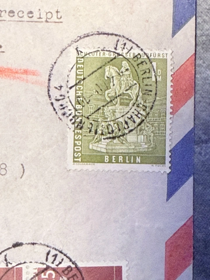 Berlin 153 und 147 (3x) MiF R-Brief, Luftpost, Eilzustellung, Rückschein 1960 - Bild 4 von 4