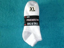 White Low Cut Socks 3 Pair Premium Knit USA  Size Extra Large Fit Shoes 12-15