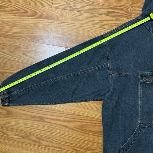 Vintage No Fear Anorak Jeansjacke Pullover XL Kapuze Flanell gefüttert Outdoor USA - Bild 7 von 7