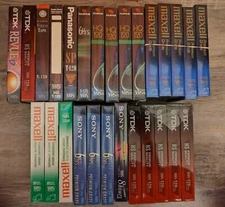Lot of 28 Blank VHS Tapes New & Sealed Sony T-120 TDK HS Memorex JVC Fuji Maxell
