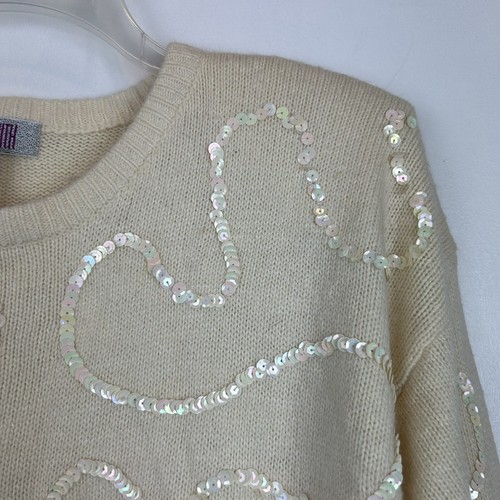 Amanda Smith Sweater Womans M Silk Blend Sequin Ivory Pull Over Vtg New - Picture 5 of 11