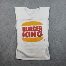 Vintage Burger King Jersey Mens Small White Graphic Sleeveless Cutoff Coker 99