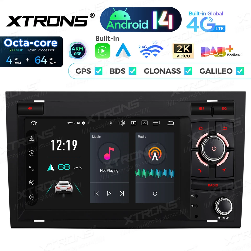 4+64G AKM DSP For AUDI A4 B6 B7 S4 RS4 Car Stereo Radio Android 14 GPS Navi 4G Foto 3 de 4