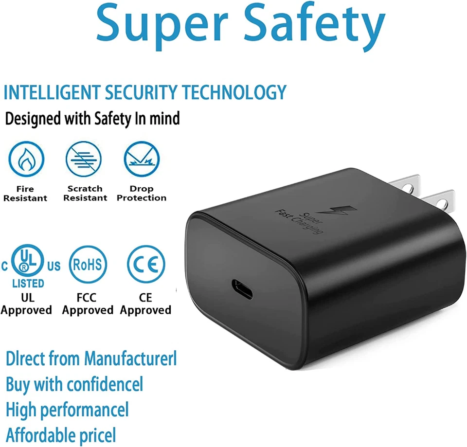 45W Super Fast Charging USB Type-C Wall Charger For Samsung Galaxy S23 S22 Ultra - Image 4 of 4