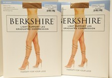 Berkshire 30 denier Sheer Light Support Pantyhose size 3x-4x 2 pairs Natural Tan