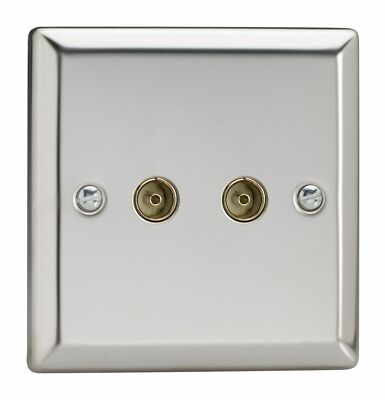 Varilight XC88 Classic Spiegel Chrom 2 Gang Co-Axial TV Steckdose