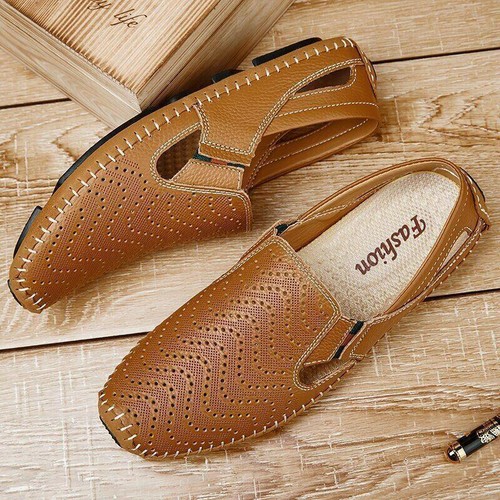 Sandalias huecas Casaul de verano para hombre con hebilla mocasines zapato suave para conducir Gommino - Imagen 5 de 22