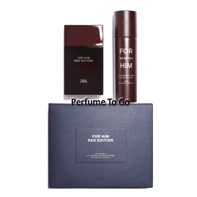 ZARA FOR HIM RED EDITION SET 3.38 oz (100ml) EDP Spray + All Over Body  Spray NEW | eBay