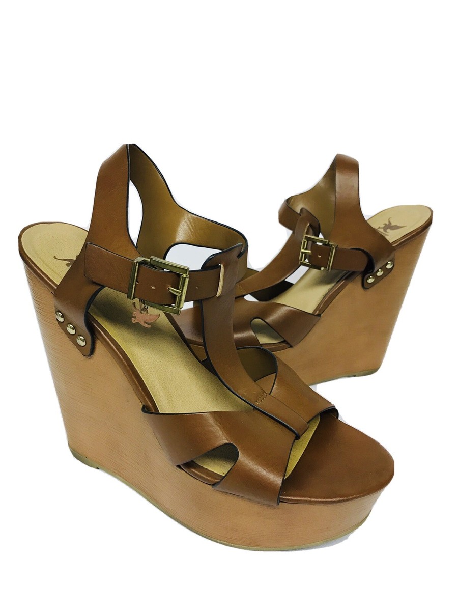 Sheikh Women’s Brown Platform Wedge Open Toe Heel Shoes Sandal