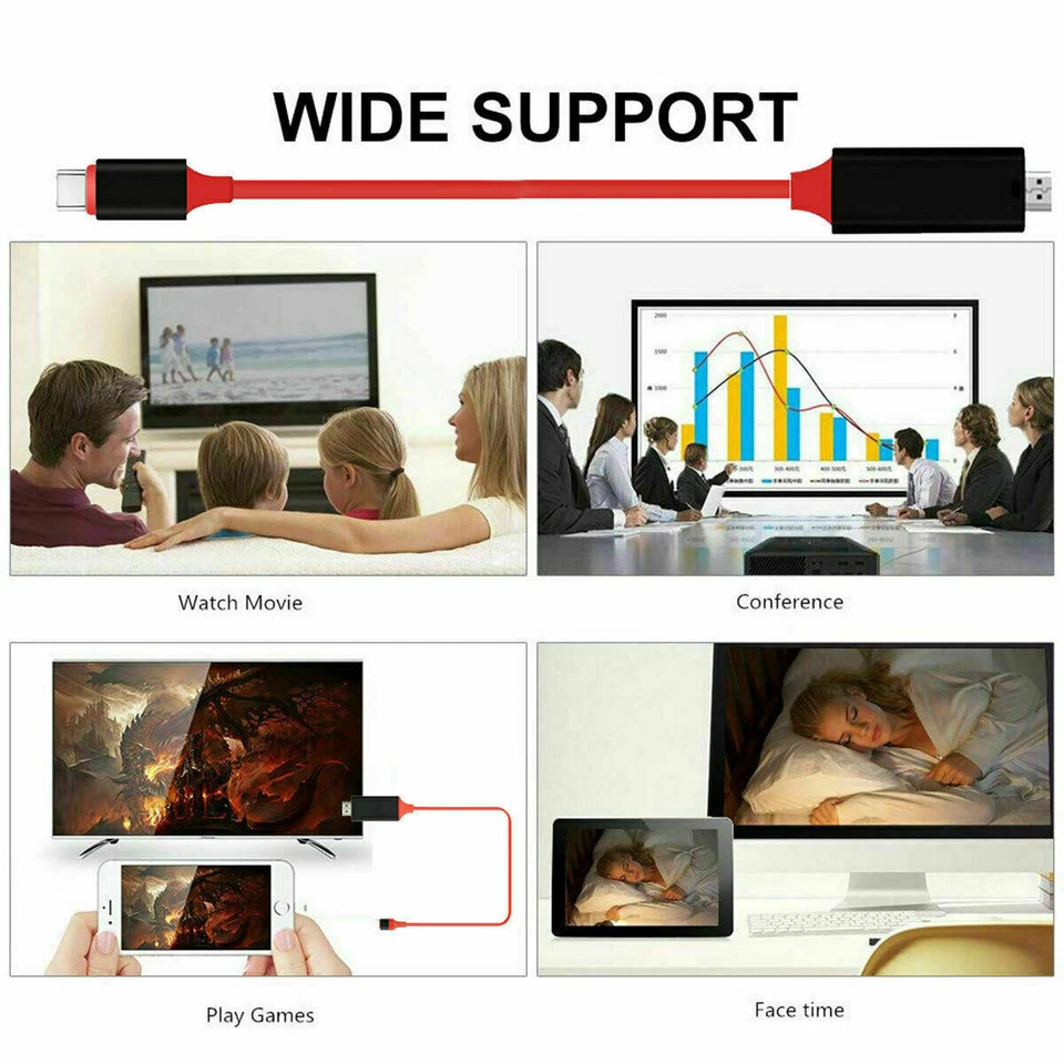 MHL USB Type C to HDMI 1080P HD TV Cable Adapter For Android Phones Samsung US - Image 3 of 4