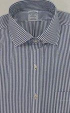 Brooks Brothers Regular 17-34/35,36/37 All Cotton Non Iron Stripe Navy NWT 118.0