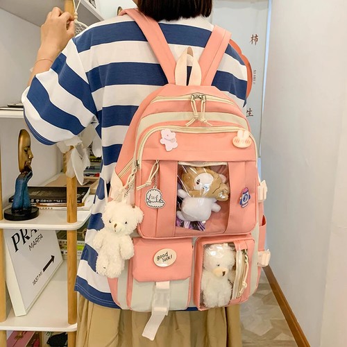 5 Pcs Set Kawaii Girls Backpack For Student School Bag Teenager Girls Schoolbag - Picture 4 of 35