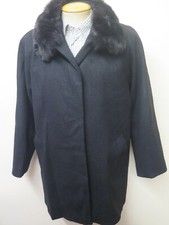Ladies Wool Winter Coat With Fox Fur Collar Uk 18 Euro 46 Black